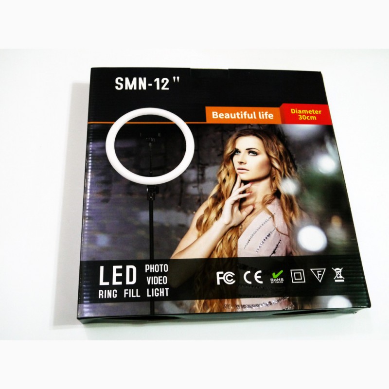 Фото 2. Кольцевая LED лампа SMN-12 30см 1 крепл.тел USB