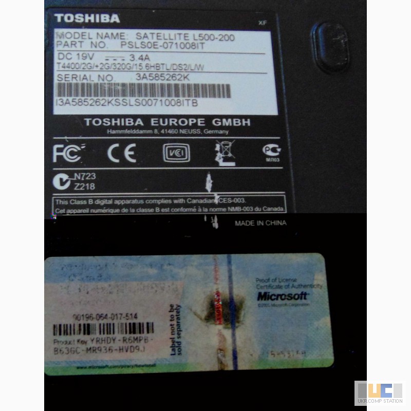 Фото 6. Ноутбук Toshiba Satellite L500-200 на запчасти (разборка)