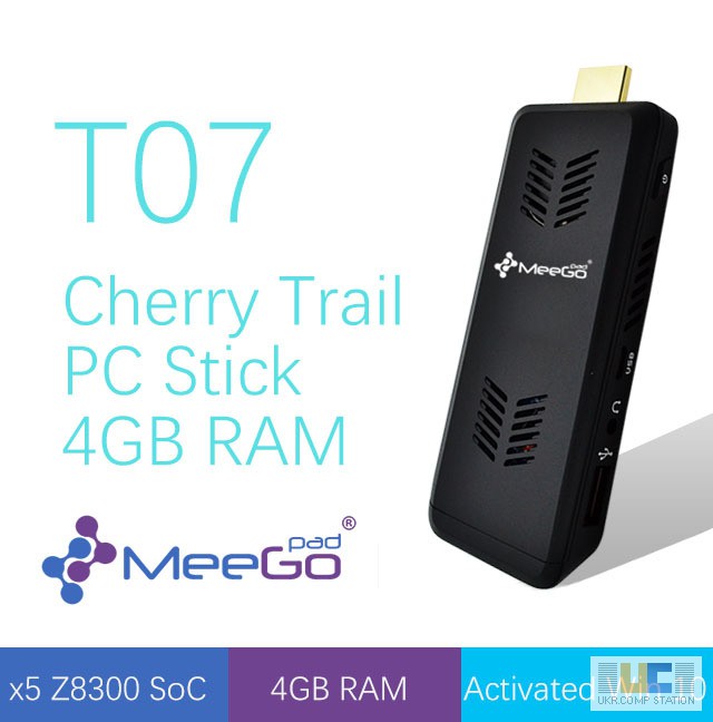 MeeGoPad T07 - компактный миниПК, 4Gb RAM, 32Gb ROM, Intel Atom x5-Z8300, Windows 10 64bit