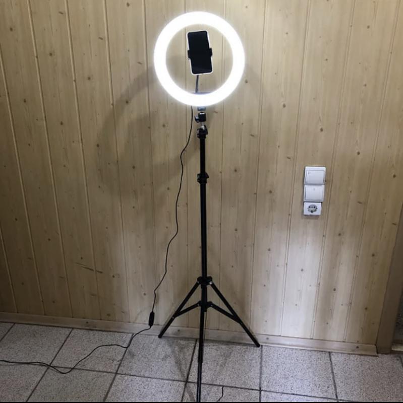 Фото 7. Кольцевая лампа 26 см на штативе 2 метра с держателем для телефона LED