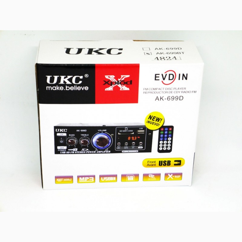 Фото 5. Усилитель звука UKC AK-699BT - Bluetooth, USB, SD-карта, MP3 2x300W 2х канальный