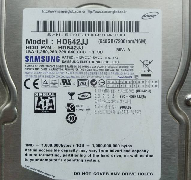 Фото 3. Жесткий диск Samsung 640GB 3.5